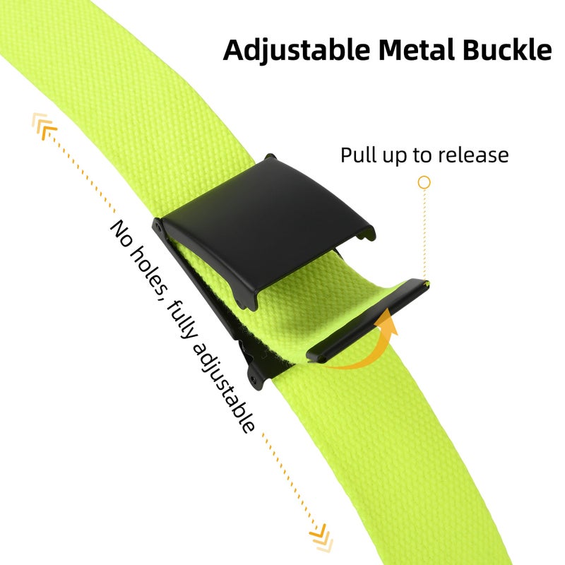 Mile High Life Cut To Fit Canvas Web Belt Size Up to 52" with Flip-Top Solid Black Military Buckle (Lime Green-S) - Image 4